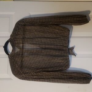 ZARA Brown sheer blouse  with gold metallic embellishment.